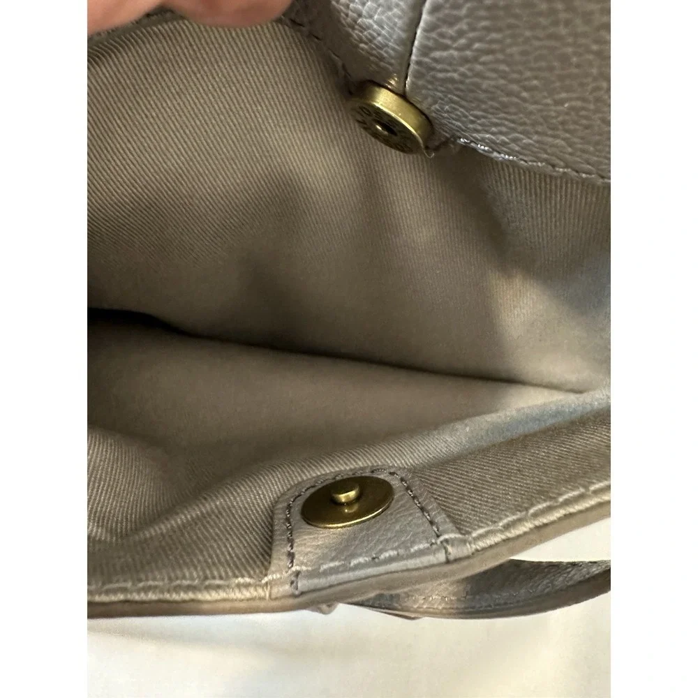 Fossil Pebbled Leather Crossbody Bag Gray Adjustable Strap